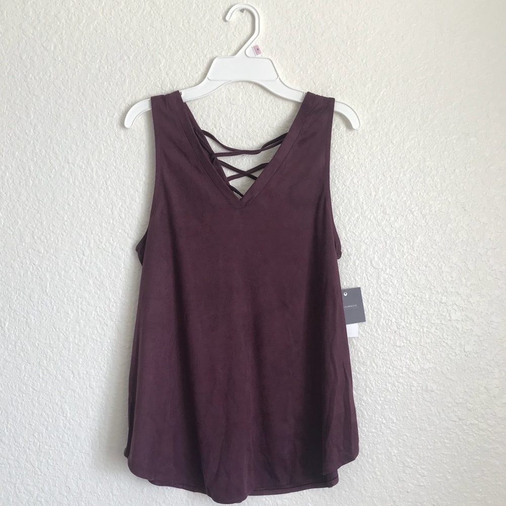 Grayson Threads Mauve Lace-up Faux Suede Tank